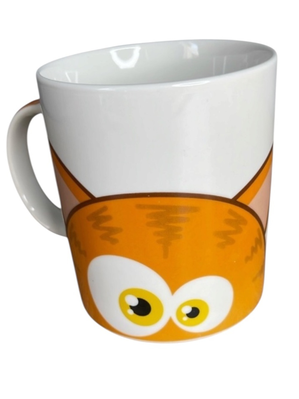 BOTTOMS UP Orange Cat Mug Side and Bottom Graphic Standard Coffee Tea 10oz